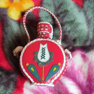 Vintage Leather And Glass Hungarian Traditional Flask